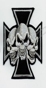 Cool Maltese Cross Devil Triple Skulls Biker Motorcyle Vest Jacket Embroidery Punk Biker Patch DIY Cloth Patch Jersey Badge 7608501