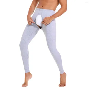 Men's Thermal Underwear Open Crotch Long Johns Warm-Keeping Pants Cotton Thin Leggings Trendy Tight Cotton-Woolen Trouser