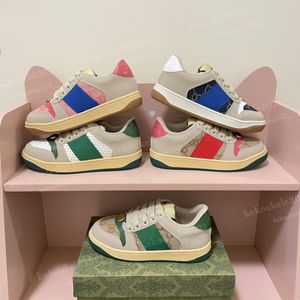 Barn sneakers mode casual skor platt sula lyxig designer klassisk duk med läderskor vårhöst barn springskor