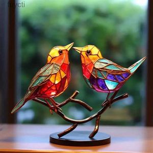 Arts and Crafts Ptaki witraże na gałęzi przenośne ozdoby stacjonarne wielokolorowe dwustronne kolorowe ptaki domowe narzędzia rzemieślnicze