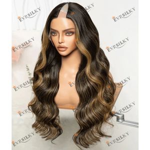 100% Virgin Human Hair Highlight Blonde Deep Body Wave 1x4 V Shaped Wigs For Black Women Glueless Easy Install U Part Wigs