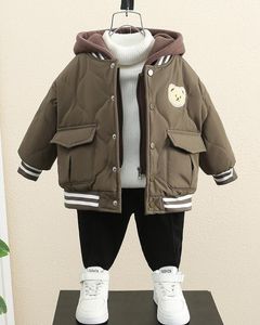 Kinder-Designer-Kleidung für Jungen, Daunen-Baumwolljacke mit Reißverschluss, Bären-Fleece-Jacken, Kindermantel