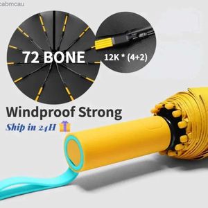 Umbrellas 72 Bone Super Strong Folding Sunproo Windproof Sunshade Anti-Storm Large Size Uv Protection Reverse Rain Gear Automatic Umbrella