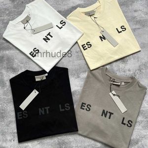 Ess Mens T-shirts and Polo Shirts Fog Double Thread Three-dimensional Silica Gel Letter Trend Loose High Street Brand Couple Short Sleeve Tshirts Tees CN4M