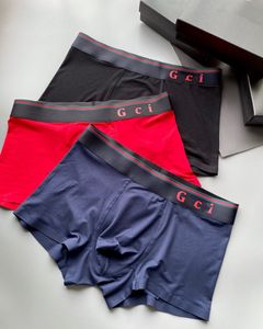 Toppdesignermärke Herr- och kvinnors underkläder Solid Color Boxers Cotton Breattable nära passande bekväma underkläder Three-Piece Set N4