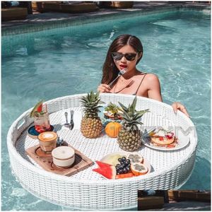 Camp Furniture Bali B Swimming Pool Floating Tray Breakfast Afternoon Tea Dinner Plate El Rattan Basket Drop Delivery Dhbs0