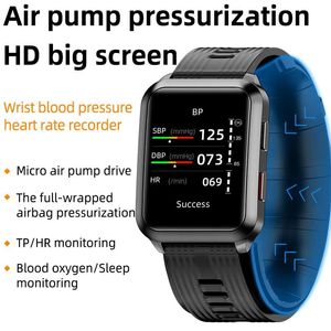 Orologi P60 Smartwatch Pompa d'aria Airbag Vera pressione sanguigna Ossigeno Temperatura Cardiofrequenzimetro Sfigmomanometro medico Smart Watch