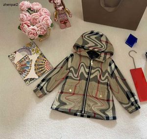 Luxo crianças jaqueta designer malha forro meninos meninas casaco tamanho 100-150 cintura elástica design roupas de bebê criança outerwear jan20