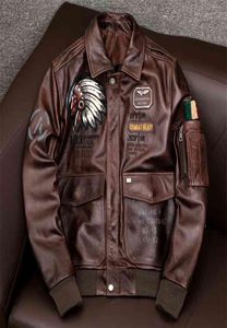 2021 castagna indiano Bomber Fighter giacca in vera pelle 100 vera pelle bovina moto cappotto da motociclista abbigliamento pilota8410785