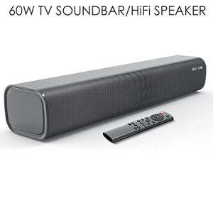 Soundbar 60W Soundbar HiFi -högtalare 2.0 hemmabioljudsystem Bluetooth -högtalar Subwoofer Sound Bar Support USB Optical Coax för TV PC