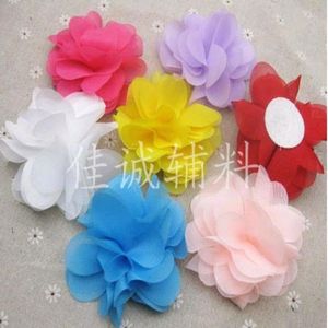 10pcs 3quot MIxed Chiffon flower With Round Felt Circles Pads Crafts Adding Hair Clips Corsage8049650