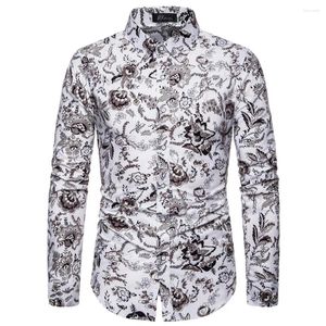 Men's Casual Shirts Party T Dress Up Men Shirt Daily Polyester Printed All Seasons Band Collar Button Down Fitness Lapel