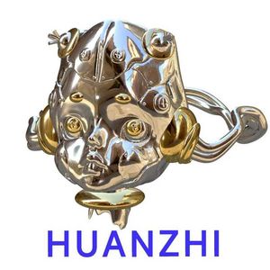 Pierścienie zespołowe Huanzhi Cyberpunk Sliver Kolor mechaniczny Hime Lalka twarz Lrregular Regulowany metal ROROM Kobiety Vintage Osobowość J240119