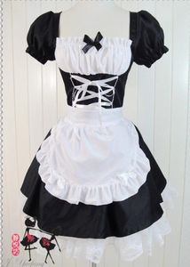 Nova moda japonesa anime eva cosplay lolita empregada fantasia vestido halloween traje de natal sexy feminino vestidos de renda preto presente drop9127843