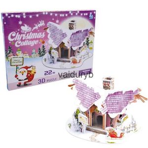 Blocchi Puzzle 3D per bambini Puzzle a tema Villaggio di Natale Tema di scena di neve bianca Piccola città Natale Puzzle 3D Decorazioni Regali Forvaiduryb