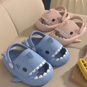 Shark childrens slippers for summer wear anti-collision boy cartoon cute anti slip sandals for children and baby holes Cave shoe woman