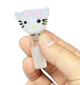 Cat's face Glass Bowl 14mm Male Pieces Hookah Funnel Joint Downstem Smoking Accessories Handle Pipe Bong Oil Dab Rigs