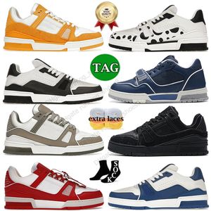 Mode Virgil Trainer Freizeitschuhe Geprägtes Kalbsleder Overlays Abloh Denim Schwarz Rot Braun Weiß Canvas DHgate Sport Sneakers Low Tennis Jogging Leder