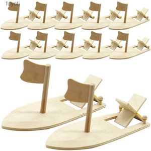 Kunsthandwerk 12 PCs DIY Boot Holzspielzeug Kinder Malerei Holz Segelboot handgefertigtes Schulparty Craft Child YQ240119