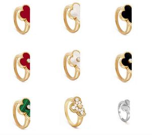 Band Rings V Series Chlee Chlee Lucky Four-Leaf Clover Ring Female White Friary Agate Full Diamond Ring Wholesale