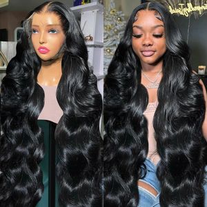 Perruque Lace Frontal Wig Body Wave brésilienne Remy, cheveux naturels, 5x5 HD, Transparent, 13x6, 40 pouces, 250%, pour femmes