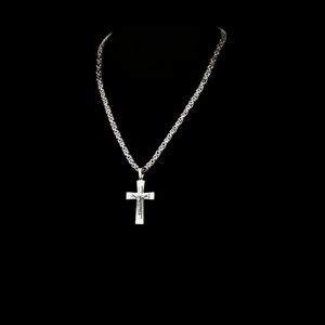 Colares de pedante de crucifixo católico, colar de aço inoxidável dourado, grosso, longo, sem pescoço, exclusivo, masculino, joias da moda, corrente da bíblia y4188210