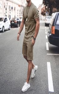 Tato Mens Tracksuit 2 -stycken Set Summer Solid Sport Hawaiian kostym Kort ärm T -skjorta och shorts Casual Fashion Man Clothing 220602734391