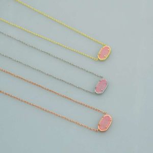 2024 Designer Kendras scotts Neclace Jewelry Instagram Simple Oval Pink Crystal Tooth Stone Pendant Short Necklace Neckchain Collar Chain