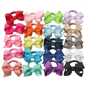 Hair Accessories 20pcs/lot 3" Grosgrain Bows Hairband Elastic Ponytail Holder Mini Bowknot Band For Girls