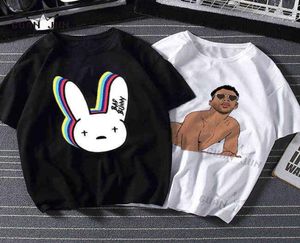 Bad Bunny Divertente T Shirt Uomo Unisex Cotone Harajuku Causale TShirt Uomo Donna Tshirt Grafica Hip Hop Top Tees Uomo Streetwear G0113426420