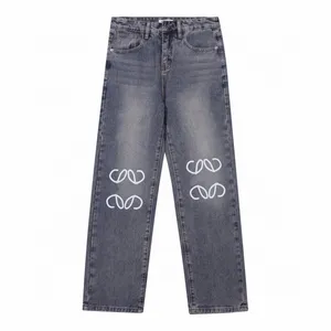 2024 New Loe Designer Jeans 3D Printed Logo American Jeans Classic Loose Straight Leg Pants للرجال والنساء الموضة