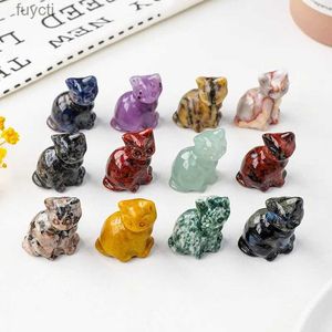 Konst och hantverk Natural Stone Aventurine Fortune Cat Carving Crystal Handicraft Healing Gemstone Lucky Cjur Statue Reiki Lovely Gift YQ240119