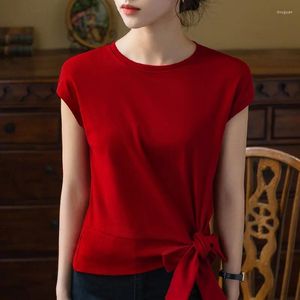 Women's T Shirts High Quality 2024 Women Topps Bowknot Bandage T-shirt Sexig Crop Top Cloth Summer Semeless Tank Y2K Corset