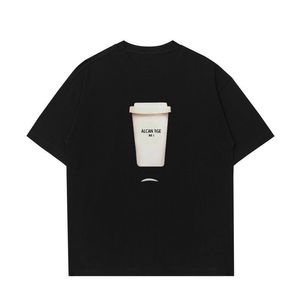 SS New Lenciag Tees Classic Milk Tea Cup Print Men's and Women's Couple T-shirt Pullover Sports Versatile Slimming Thin T-shirt ShirtS Half Sleeve Outdoor Top clothes