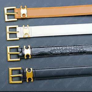 Cinture di design da donna di lusso Cinture di moda in pelle marrone per le donne Lettere dorate Cintura con fibbia ad ago Cintura da uomo Cintura in coccodrillo Larghezza donna 28mm -3