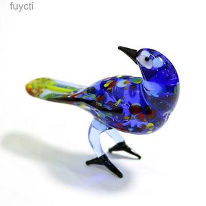 Artes e artesanato personalizado novo design feito à mão vidro soprado de Murano estatuetas de pássaros azuis coloridos fofos mini animais artesanato enfeites para decoração de casa YQ240119