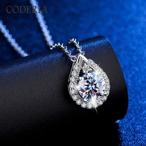 Gemstones 14k White Gold Plated Sterling Sier Moissanite Drop Necklace Pendant 1.0 Carat Diamond Necklace Jewelry for Women Girls