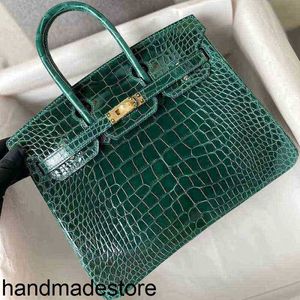 Platinum Bag Handväska Designer Importerad Bright Face American Crocodile Skin Women's 25 Hand Sydd dimma Face Hand Nail Anpassning