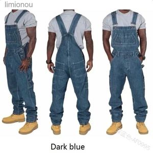 Herren Jeans Herren Jeans 2023 Overalls Männer Taschen Lässige Lose Lange Denim Hosen Schlank Splice Gerade Strampler Herbst Plus Größe Lange Jeans MenL240119