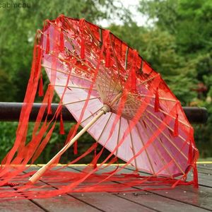 Paraplyer Tassel Paraplyer Ancient Style Oil Paper Umbrellas Dance Photography Fairy Air Fluting Hanfu Tassel Silk Parasol Cosplay