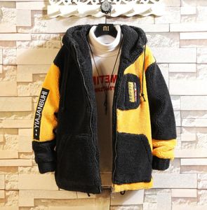 Bomber Jacket Black White Men039S Winter Thick Warm Fleece Teddy Coat för sportkläder fleece hoodies coat7035849