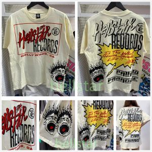 maglietta hellstar magliette firmate maglietta grafica abbigliamento vestiti hipster tessuto lavato Magliette graffiti di strada Lettering stampa lamina Vintage Nero Vestibilità ampia