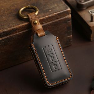 Crazy Horse Leather Car Key Cover Case for Mitsubishi Outlander Xpander Triton ASX LANCER Pajero Sport