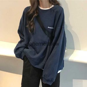 Herren Hoodies Sweatshirts Neue Kpop Brief Hoody Mode Koreanische Dünne Chic Damen Sweatshirts 2022 Winter Cool Navy Blau Grau Pullover Tops Für Frauen S-XXLephemeralew