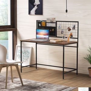 Мебель для спальни Компьютерный стол с сеткой 46,5-дюймовый письменный стол для домашнего офиса Современный простой стиль Черный металлический каркас Деревенский B Dhu2M