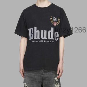 Designer Moda Roupas Tees Camisetas Rhude Orelha de Trigo Carta Impressão Tendência Marca High Street Algodão Versátil Homens Mulheres Soltas T-shirt Verão Atacado HCA0