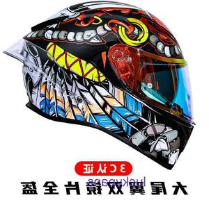 男性AGV New National Standard 3C認定ヘルメットオートバイフル女性冬のデュアルレンズBluetooth Riding Safety Pygj