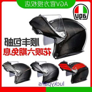 Primavera italiana agv e05 capacete de motocicleta fibra carbono rosto aberto lente dupla corrida completa kk3m