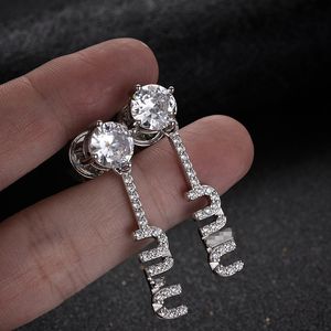 Örhängen Luxury Earring Women Designer S925 Sterling Silver Rhinestone Zircon Sparkling Diamond Jewelry With Original Label Letter M Stud