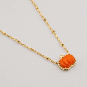 2024 Designer Kendras scotts Neclace Jewelry Ks Jewelry Pumpkin Pendant Short Necklace Stretchable Neckchain Collar Chain Copper Alloy Electroplated True Gold